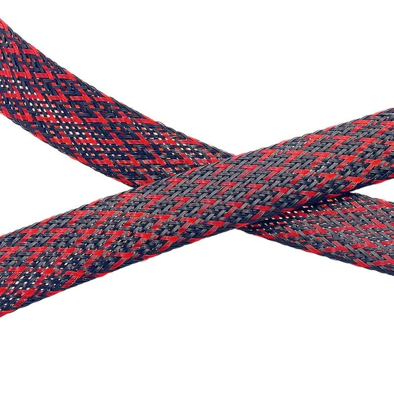 Aibole PET Expandable Braided Sleeving 25Ft-3/4 inch Wire Loom, Aibole Braided Cable Sleeve Wire Wrap,Black&Red - Image 1